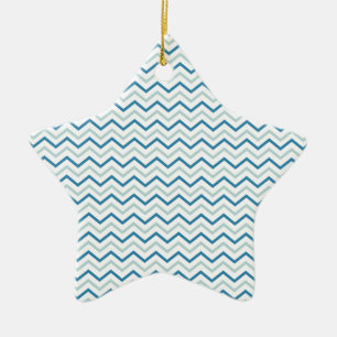 Aqua Blue Zickzack Pattern Keramikornament