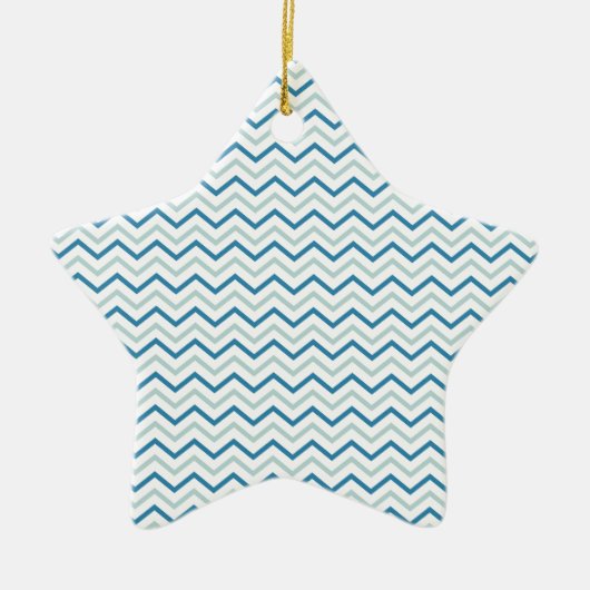 Aqua Blue Zickzack Pattern Keramikornament (Vorne)