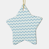 Aqua Blue Zickzack Pattern Keramikornament (Links)