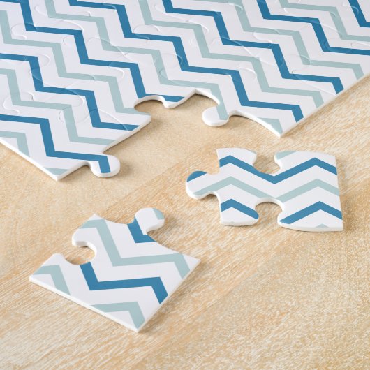 Aqua Blue Zickzack Pattern Puzzle (Seite)