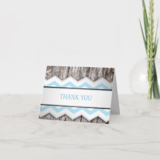Aqua Blue Zickzack & Wood Rustic Danke Karten