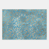 Aqua Blue Zig Zag und Leopard Geschenkpapier Set (Vorderseite 2)