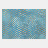 Aqua Blue Zig Zag und Leopard Geschenkpapier Set (Vorderseite)