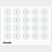 Aqua Blue Zig Zag Zickzack Muster Monogramm Runder Aufkleber (Blatt)