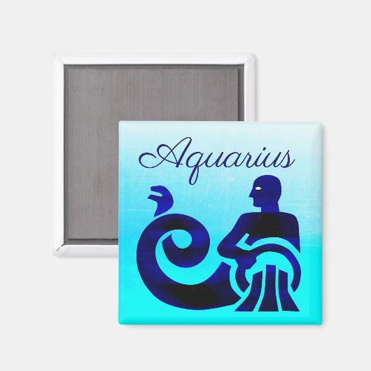 Aqua Blue Zodiac Sign Aquarius Magnet (Vorderseite/Rückseite)