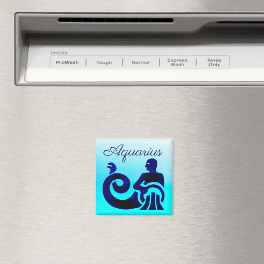 Aqua Blue Zodiac Sign Aquarius Magnet (In Situ (Geschirrspüler))