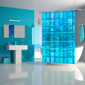 Aqua Blues Translucent Tiled-Look Duschvorhang