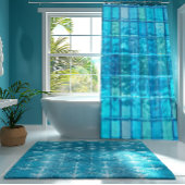 Aqua Blues Translucent Tiled-Look Duschvorhang
