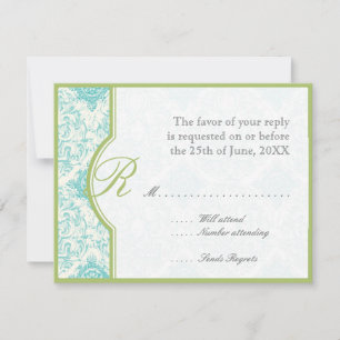 Aqua BlueToile Quatrefoil UAWG Responce Cards RSVP Karte