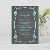 Aqua Blüh Chalkboard Wedding Einladung (Stehend Vorderseite)