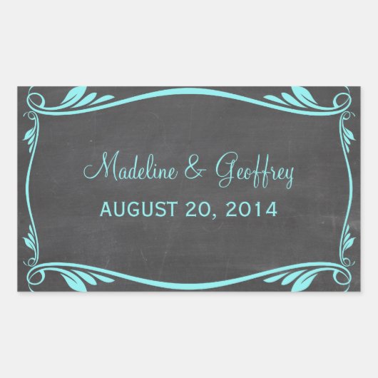 Aqua Blüh Chalkboard Wedding Stickers (Vorderseite)