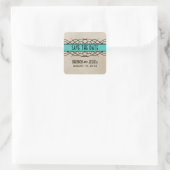 Aqua Blühe Border Save the Date Stickers (Tasche)