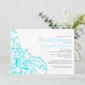 Aqua Blühe Bridal-Dusche Einladungen (Stehend Vorderseite)