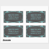 Aqua Blühe Chalkboard Save the Date Stickers (Blatt)