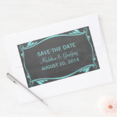Aqua Blühe Chalkboard Save the Date Stickers (Umschlag)