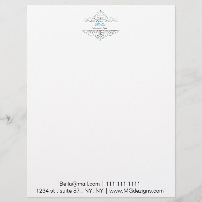 Aqua Blühe Personalisierte Business Stationery Briefkopf (Vorderseite)