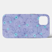 Aqua-Blume auf Lila Case-Mate iPhone Hülle (Rückseite (Horizontal))