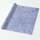 Aqua-Blume auf Lila Geschenkpapier (Ungerollt)