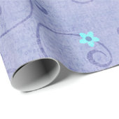 Aqua-Blume auf Lila Geschenkpapier (Rolleneckpunkt)