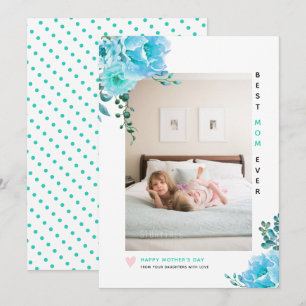Aqua Blume Best Mama Ever Mother Day Foto Feiertagskarte