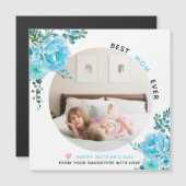 Aqua Blume Best Mama Ever Mother Day Foto Magnetkarte (Vorne/Hinten)