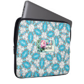 Aqua Blume Pattern Laptopschutzhülle (Vorne Rechts)