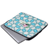 Aqua Blume Pattern Laptopschutzhülle (Vorne Knopf)