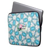 Aqua Blume Pattern Laptopschutzhülle (Vorderseite Links)