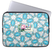 Aqua Blume Pattern Laptopschutzhülle (Vorderseite)