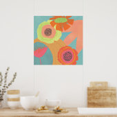 Aqua Blume Pop - Poster (Küche)