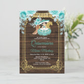 Aqua Blume Princess Quinceañera Mexikanisch Einladung (Stehend Vorderseite)