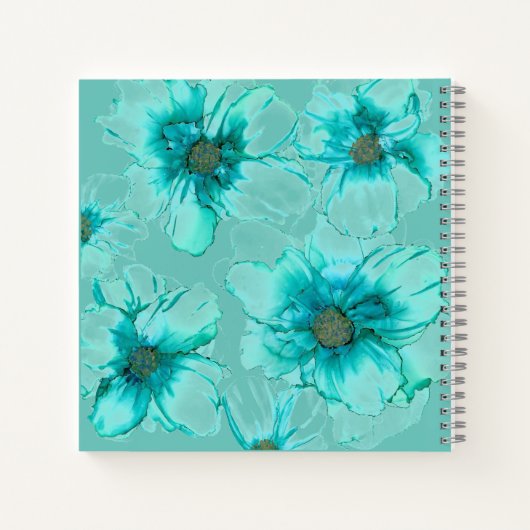 Aqua Blume Square Notebook Notizblock (Rückseite)