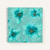 Aqua Blume Square Notebook Notizblock (Vorderseite)