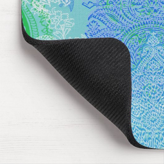 Aqua-Blume-Stoffmuster Mousepad (Ecke)
