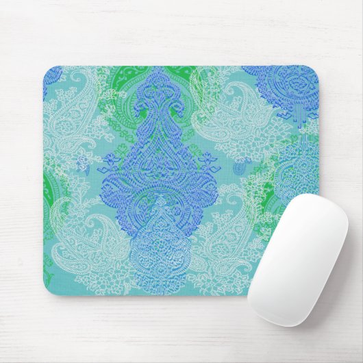 Aqua-Blume-Stoffmuster Mousepad (Mit Mouse)