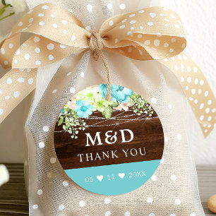 Aqua Blumen Lichterkette Rustikal Danke Hochzeit Geschenkanhänger