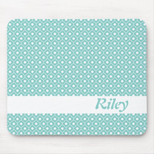 Aqua-Blumen-Rauten-Muster Mousepad (Vorne)