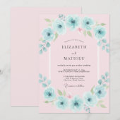 Aqua-Blumenbogen-Hochzeit Einladung (Vorne/Hinten)