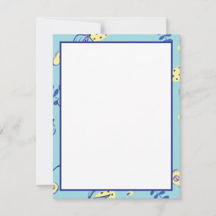 Aqua Blumenmuster Alltag Notizkarten Mitteilungskarte