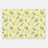Aqua Blumenmuster Geschenkpapier Set (Vorderseite 3)