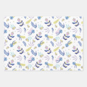 Aqua Blumenmuster Geschenkpapier Set (Vorderseite 2)