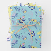 Aqua Blumenmuster Geschenkpapier Set (Beispiel)