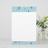 Aqua-Blumenmuster-Schreibwarenpapier Briefpapier (Stehend Vorderseite)