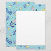 Aqua-Blumenmuster-Schreibwarenpapier Briefpapier (Vorne/Hinten)