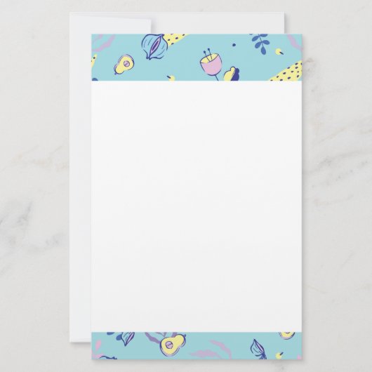 Aqua-Blumenmuster-Schreibwarenpapier Briefpapier (Vorderseite)