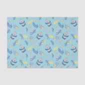Aqua Blumenmuster-Tissue-Papier Seidenpapier (Vorderseite)