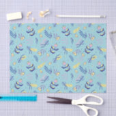 Aqua Blumenmuster-Tissue-Papier Seidenpapier (Handwerk)