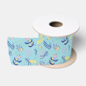 Aqua Blumenmusterband Satinband (Spule)
