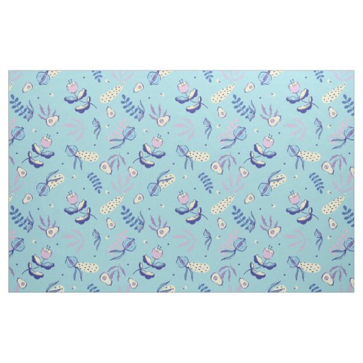 Aqua Blumenmusterstoff & Bastelmuster Stoff (Yard (91,4 cm))