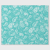 Aqua BlumenPaisely Muster Geschenkpapier (Flach)